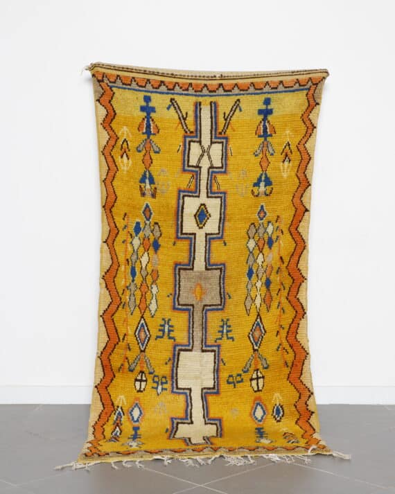 Vintage Azilal Yellow Rug handcrafted in Morocco