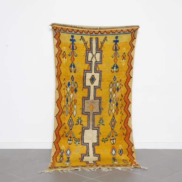 Vintage Azilal Yellow Rug handcrafted in Morocco