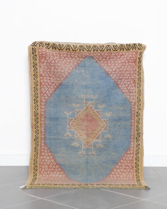 Vintage Taznakht Faded Blue Rug handmade in Morocco
