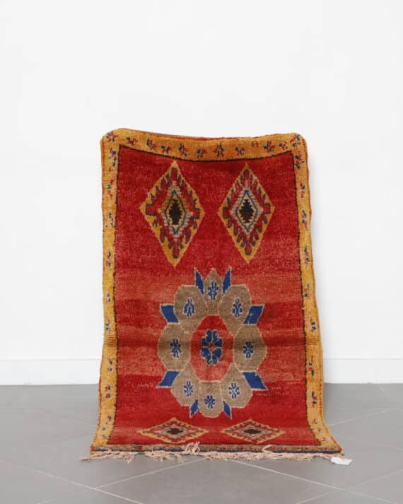 Very Soft Red Taznakht Rug 5.2x2.7 Ft handcrafted in Morocco