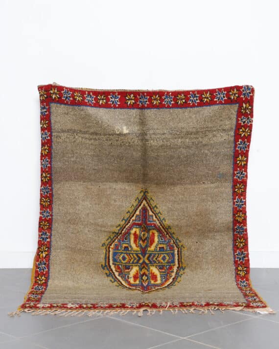 Brown Taznakht Rug 5.4x4.2 Ft handcrafted Moroccan wool
