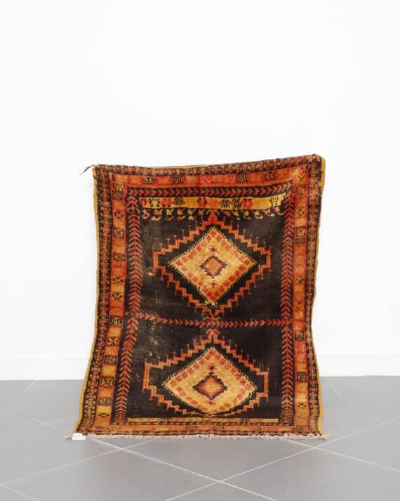 Old Black Wool Taznakht Rug 4.8x3.3 Ft