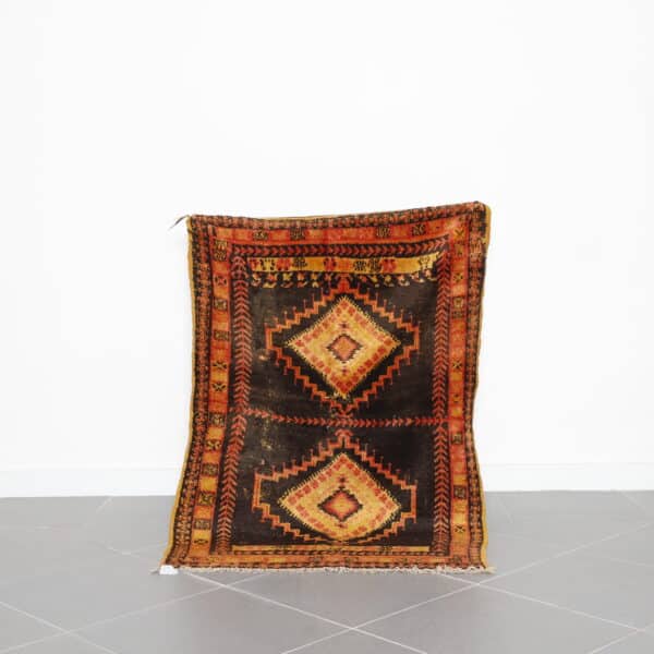 Old Black Wool Taznakht Rug 4.8x3.3 Ft