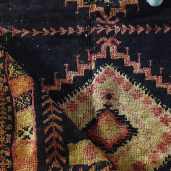 Old Black Wool Taznakht Rug 4.8x3.3 Ft – Handcrafted Vintage - Image 6