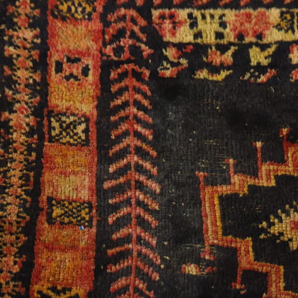 Old Black Wool Taznakht Rug 4.8x3.3 Ft – Handcrafted Vintage - Image 7