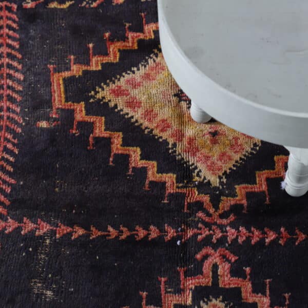 Old Black Wool Taznakht Rug 4.8x3.3 Ft – Handcrafted Vintage - Image 2