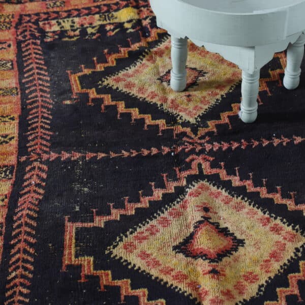 Old Black Wool Taznakht Rug 4.8x3.3 Ft – Handcrafted Vintage - Image 3