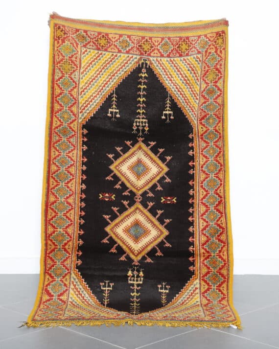 Black Taznakht Rug 6.4x3.5 Ft handcrafted in Morocco