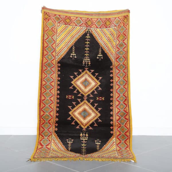 Black Taznakht Rug 6.4x3.5 Ft handcrafted in Morocco