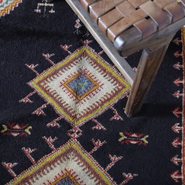 Black Taznakht Rug 6.4x3.5 Ft – Handcrafted Moroccan Wool - Image 3