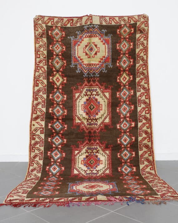 Taznakht Carpet 9.8x5.3 Ft brown wool vintage Moroccan rug
