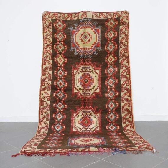 Taznakht Carpet 9.8x5.3 Ft brown wool vintage Moroccan rug