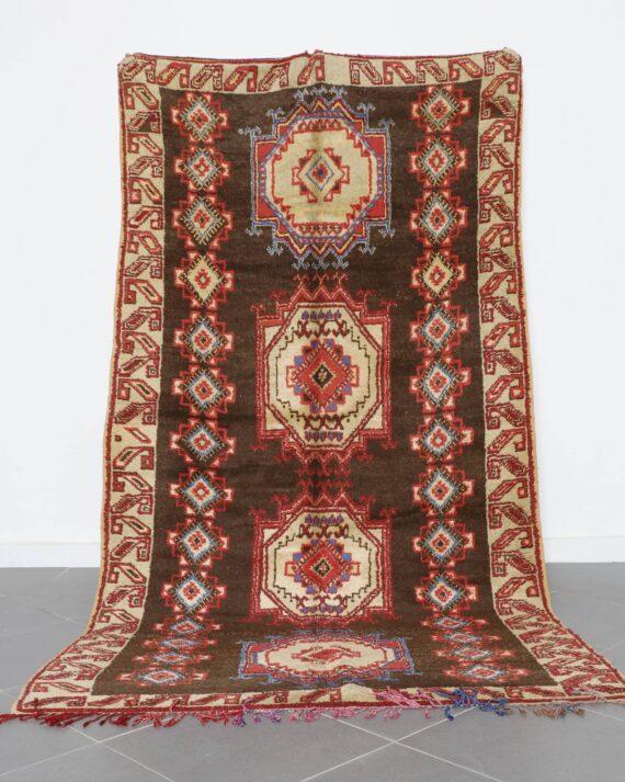 Taznakht Carpet 9.8x5.3 Ft brown wool vintage Moroccan rug