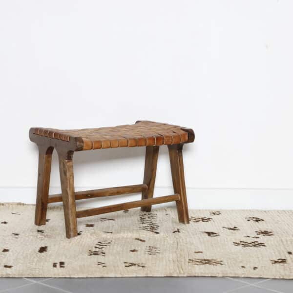 Vintage Azilal Rug 5.7x3.7 Ft – Black and White Wool - Image 2
