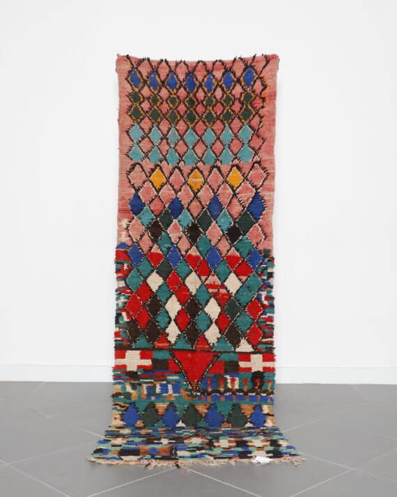Colorful Vintage Hallway Rug 8.2x2.8 Ft handmade in Morocco
