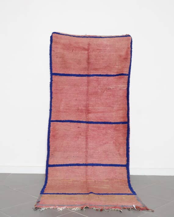 Pink Boujaad Rug 9.5x3.6 Ft handmade in Morocco with soft Berber symbols