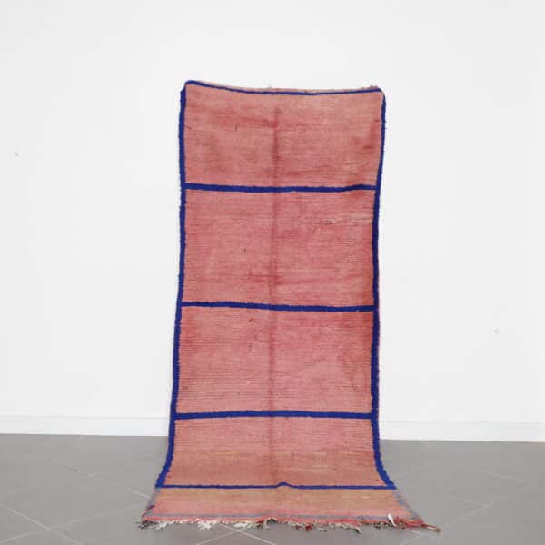 Pink Boujaad Rug 9.5x3.6 Ft handmade in Morocco with soft Berber symbols
