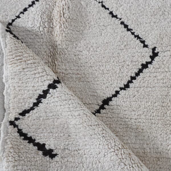 Black and White Azilal Rug – 6.8x3.5 Ft Handcrafted Wool - Image 6