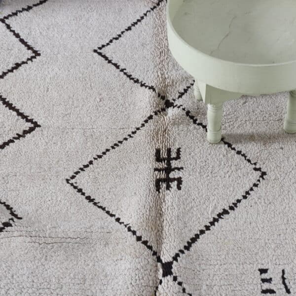 Black and White Azilal Rug – 6.8x3.5 Ft Handcrafted Wool - Image 2