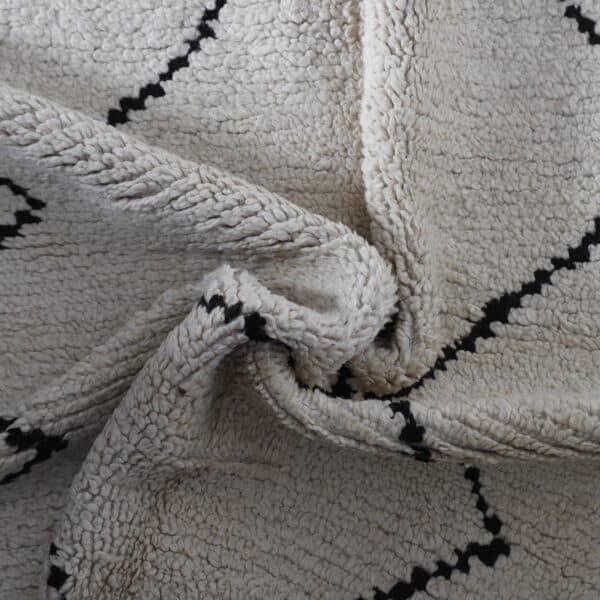 Black and White Azilal Rug – 6.8x3.5 Ft Handcrafted Wool - Image 4