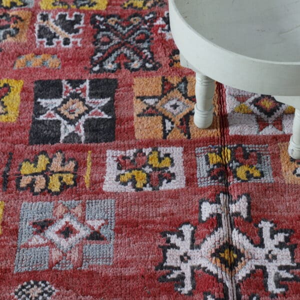Vintage Jewish Rug – Ait Yaakoube 6.9x3.9 Ft Wool Art - Image 4