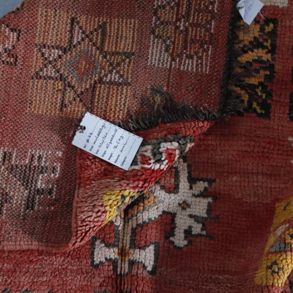 Vintage Jewish Rug – Ait Yaakoube 6.9x3.9 Ft Wool Art - Image 5