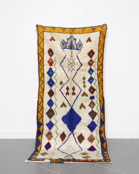 Azilal Rug 7.3x3.3 Ft handmade in Morocco from wool