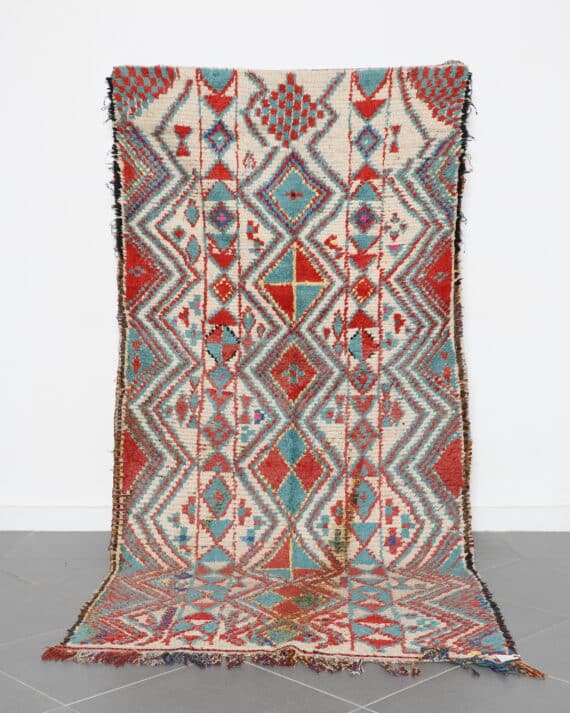 Multicolour Vintage Azilal Rug 12.9x4.6 Ft handmade in Morocco