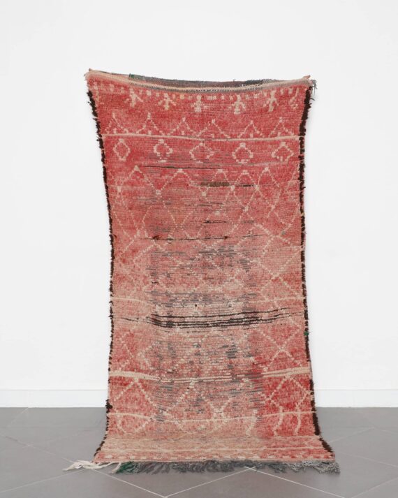 Vintage Boujaad Rug 8.2x3.6 Ft handmade in Morocco with Berber motifs