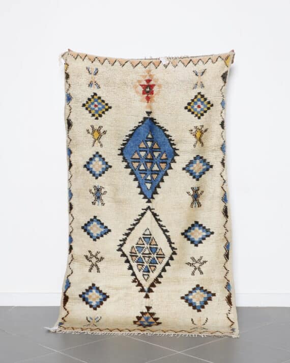Vintage Azilal Rug 7.2x4.1 Ft handmade in Morocco
