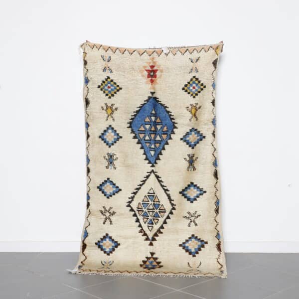 Vintage Azilal Rug 7.2x4.1 Ft handmade in Morocco