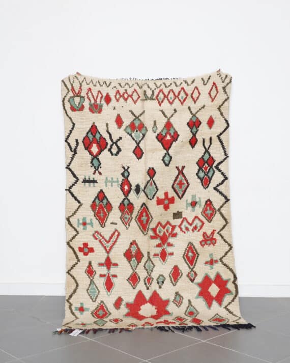 Azilal Colorful Wool Rug 7.0x4.3 Ft handmade in Morocco