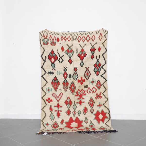 Azilal Colorful Wool Rug 7.0x4.3 Ft handmade in Morocco
