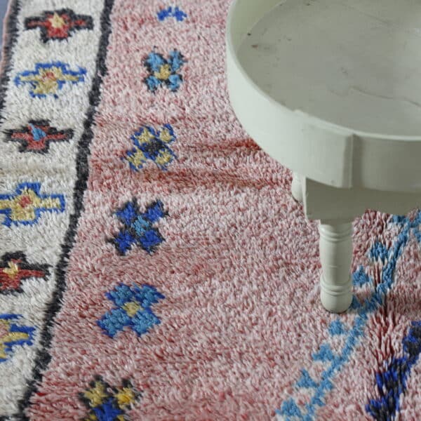 Faded Red Azilal Rug 7.7x3.5 ft – Handcrafted Vintage Wool - Image 5