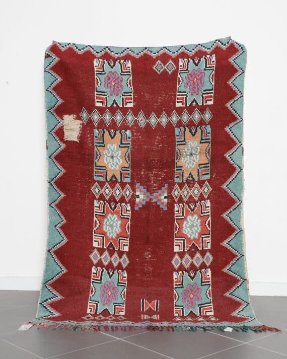 Azilal Cotton Rug 6.9x4.7 Ft handmade in Morocco
