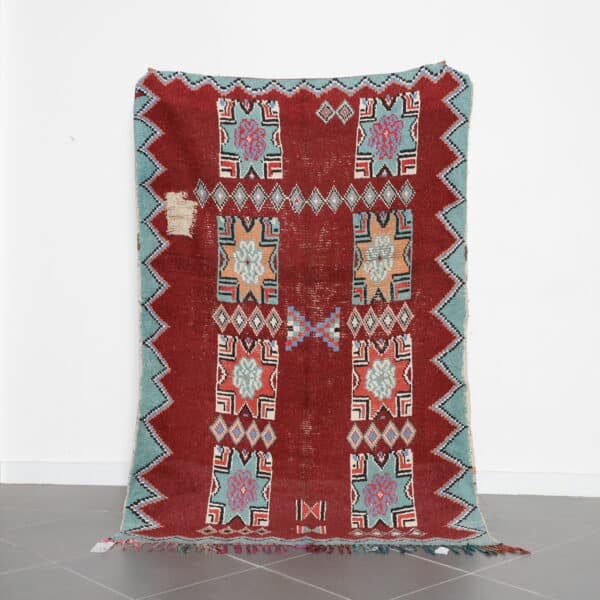 Azilal Cotton Rug 6.9x4.7 Ft handmade in Morocco