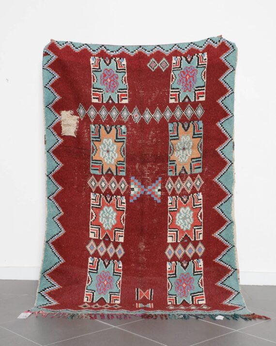 Azilal Cotton Rug 6.9x4.7 Ft handmade in Morocco