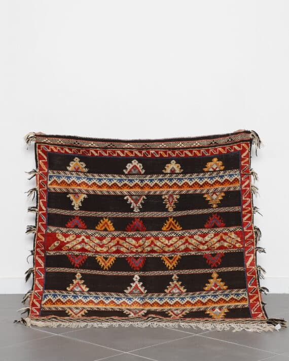 Square Glaoui Rug 4.3x4.4 Ft handmade in Morocco with tribal textures