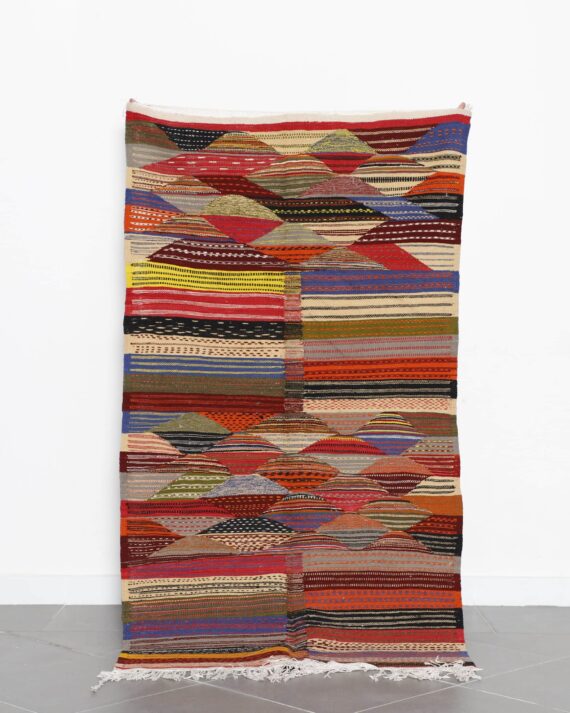 Kilim Rug Picasso 6.7x3.6 Ft handmade in Morocco with abstract Amazigh patterns