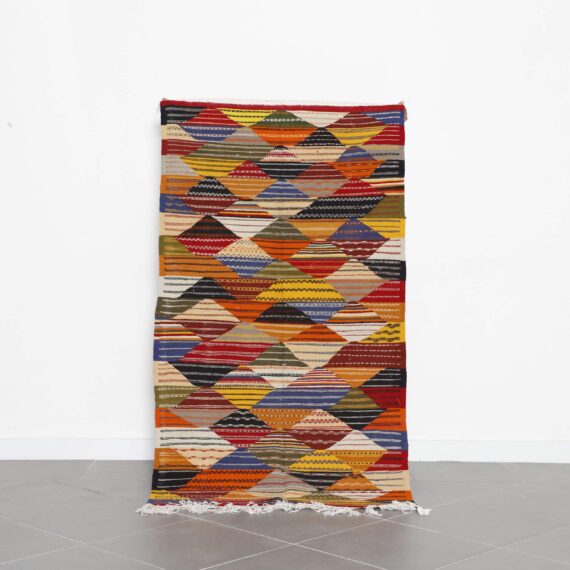 Kilim Rug Picasso 5.2x3.6 Ft handmade in Morocco with abstract motifs