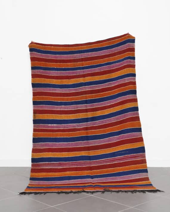 Vintage Blanket 7.4x4.6 Ft handmade in Morocco with traditional weaving