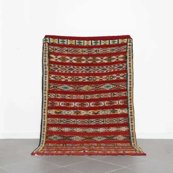 Vintage Kilim Rug 8.4x5.1 Ft – Wide Moroccan Flatweave