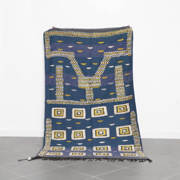 Vintage Kilim Rug 8.0x4.6 Ft handmade in Morocco with tribal patterns