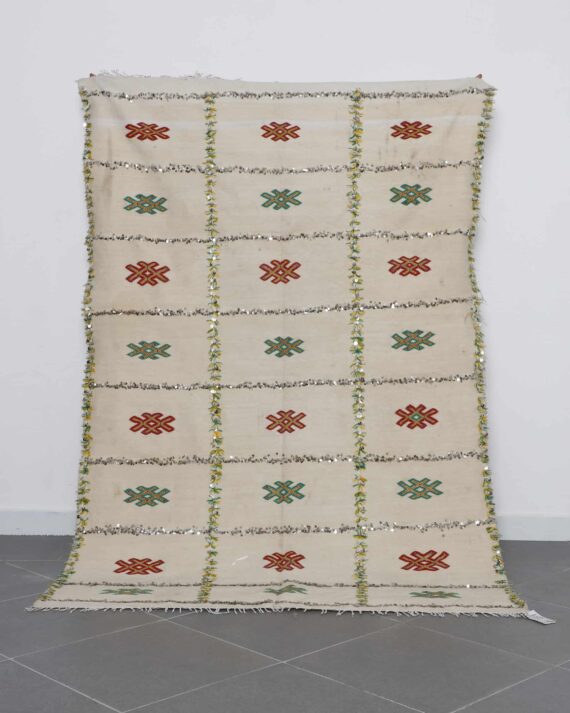Wedding Blanket 7.4x4.9 Ft handmade in Morocco with traditional Berber weaving