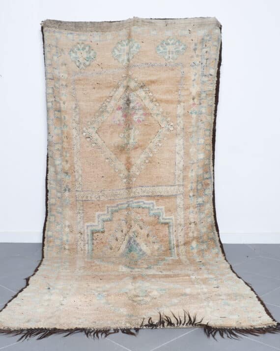 Vintage Rug 11.5x5.1 Ft handmade in Morocco with tribal Amazigh patterns