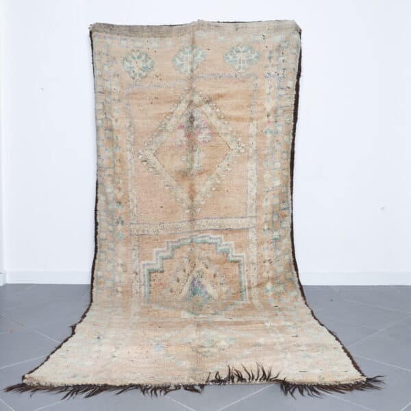 Vintage Rug 11.5x5.1 Ft handmade in Morocco with tribal Amazigh patterns