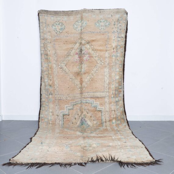 Vintage Rug 11.5x5.1 Ft handmade in Morocco with tribal Amazigh patterns