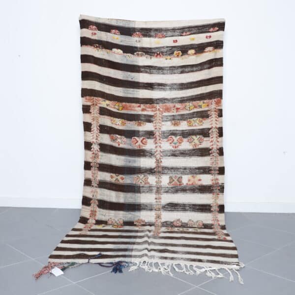 Old Glaoui Kilim 9.3x4.4 Ft handmade in Morocco with mixed weaving
