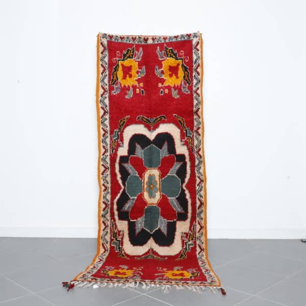 Taznakht Carpet 8.9x3.3 Ft handmade in Morocco with Amazigh symbols
