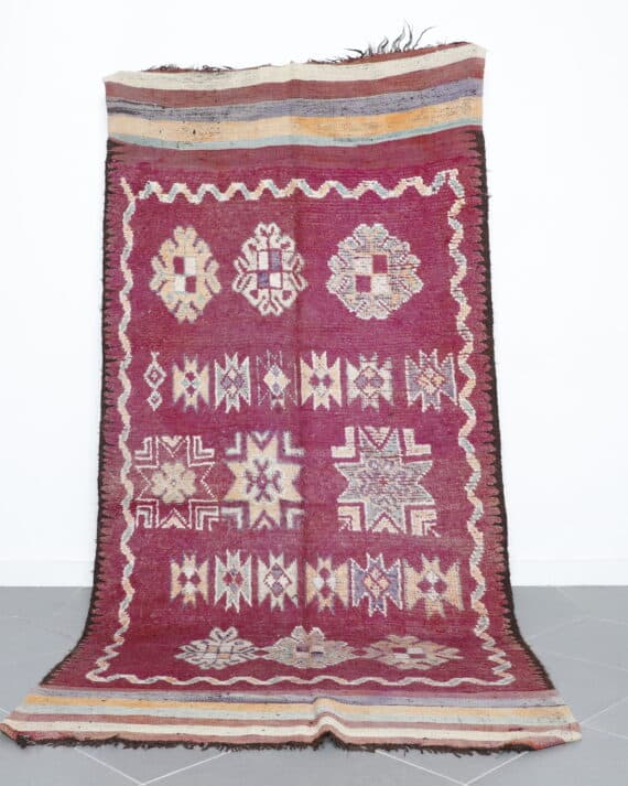 Vintage Carpet 10.1x4.9 Ft handmade in Morocco with tribal patterns